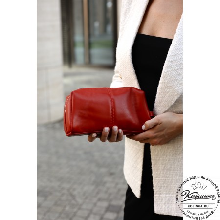 Кожаная косметичка "Бамбина" (рыжая)